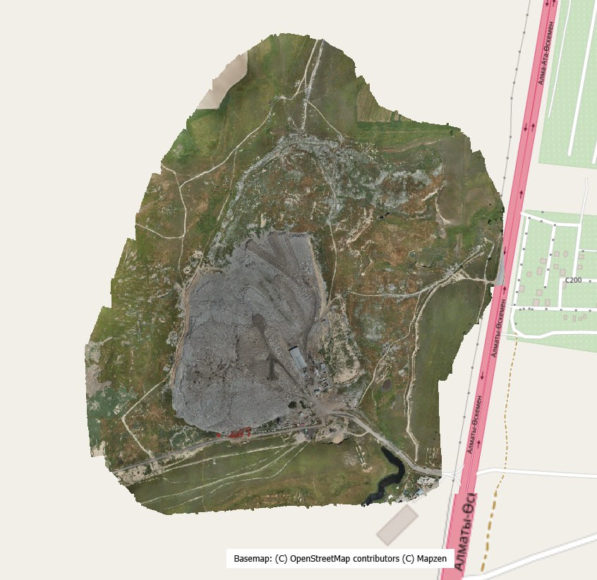 Orthomosaic of the landfill footprint registered onto a topographic basemap